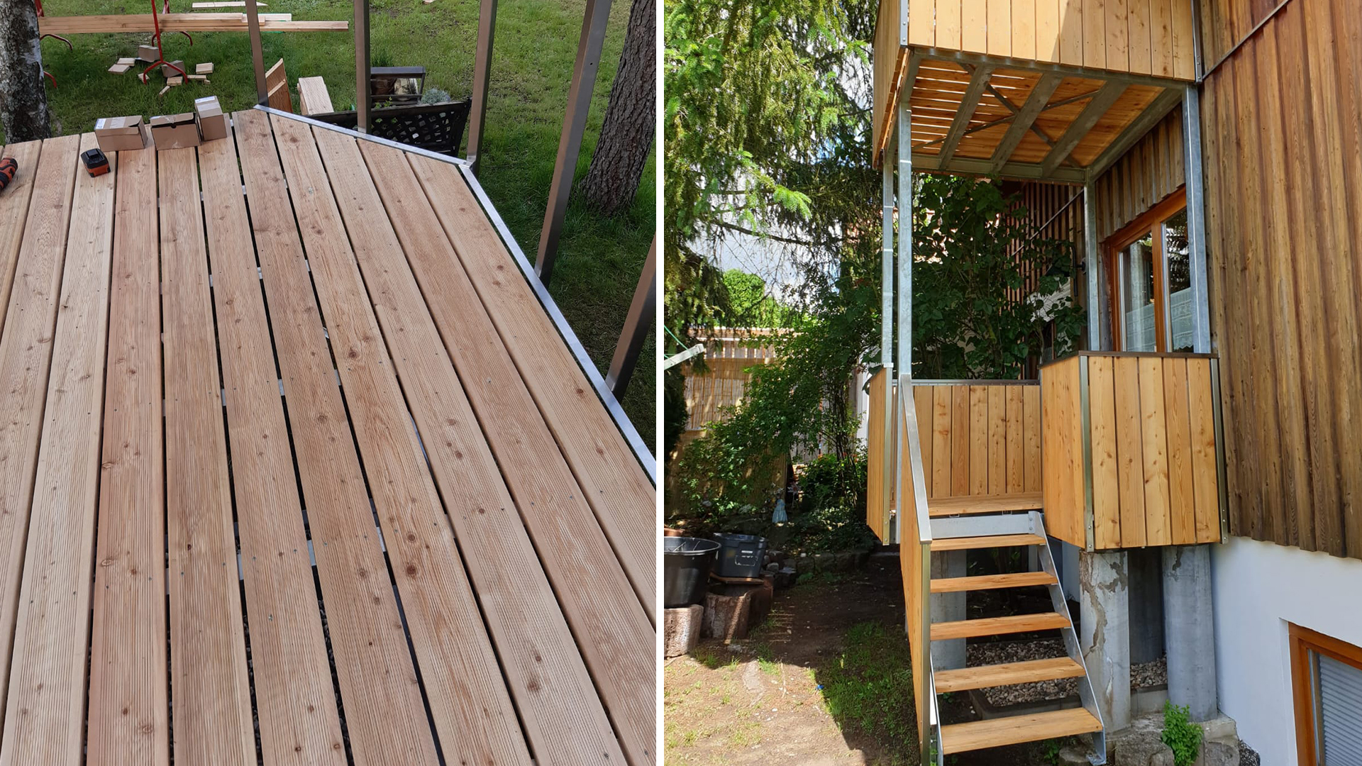 Holz-Balkon mit Sichtschutz