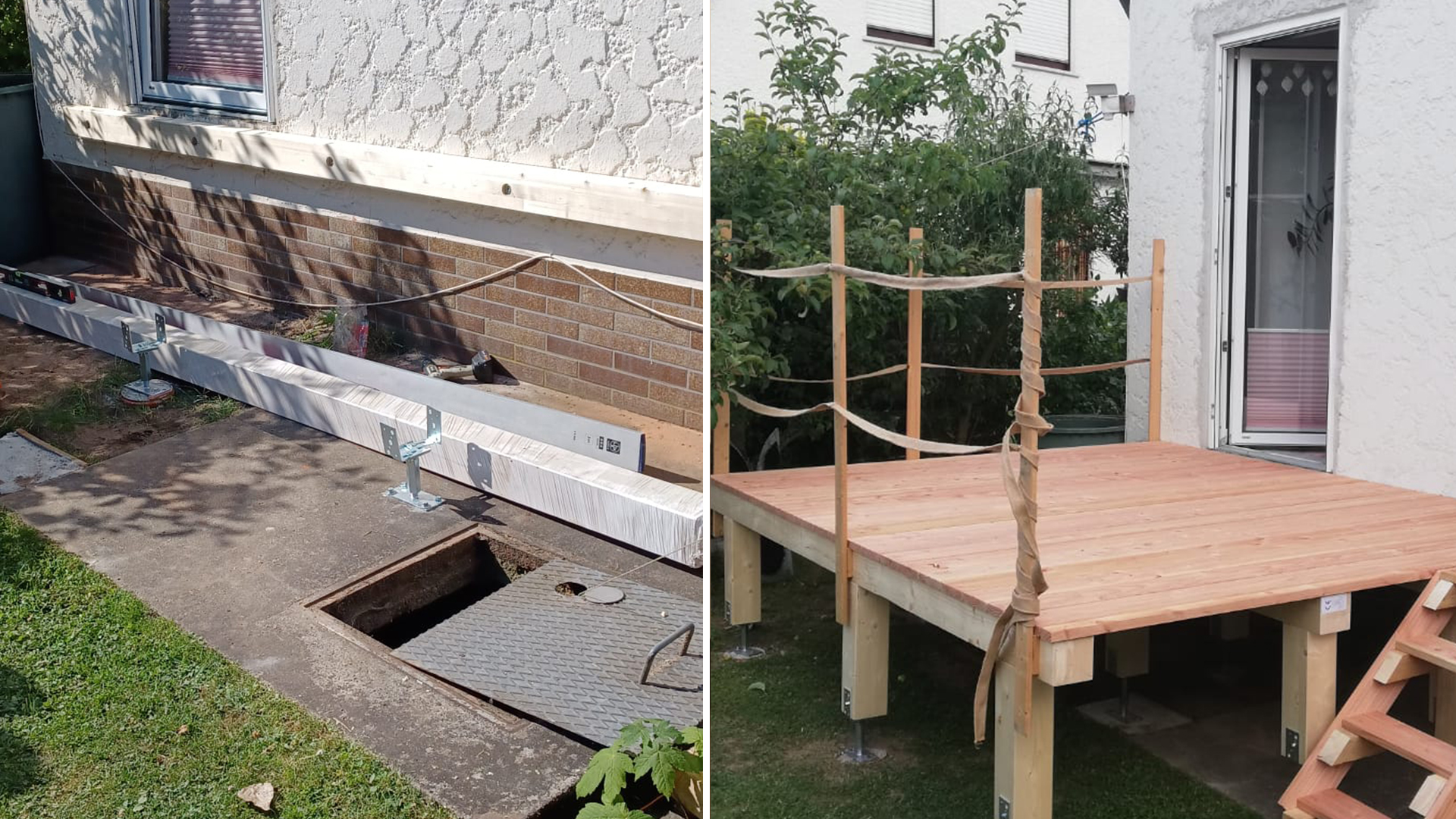 Holz-Balkon mit Geländer